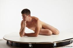 Nude Man White Laying poses - ALL Average Short Brown Laying poses - on side Realistic